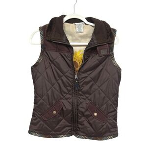 Cabi Brown Quilted Vest Corduroy Plaid Trim Cottagecore Indie Sunflower‎ Fall M